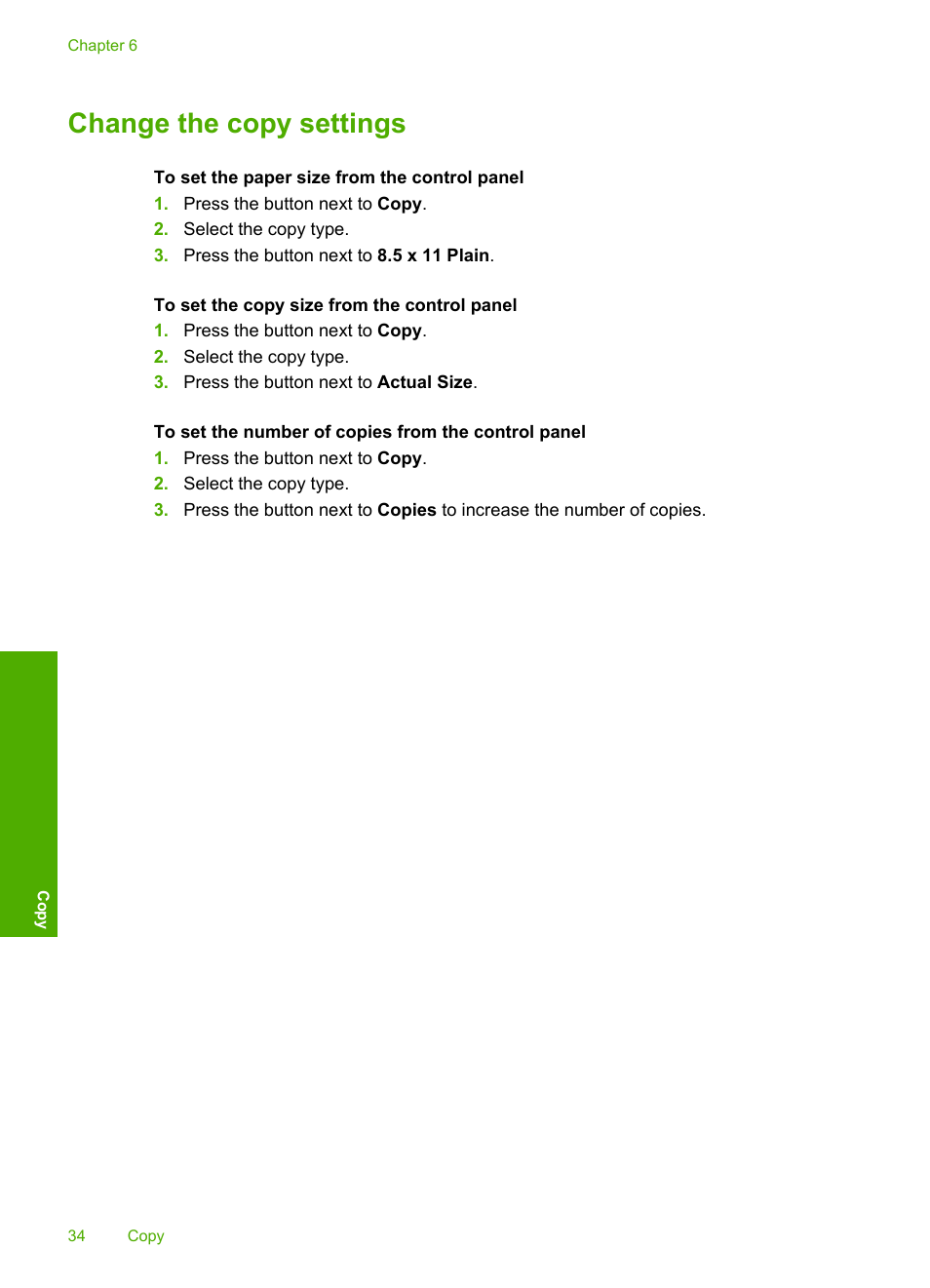 Change the copy settings | HP Photosmart C4680 All-in-One Printer User Manual | Page 37 / 135