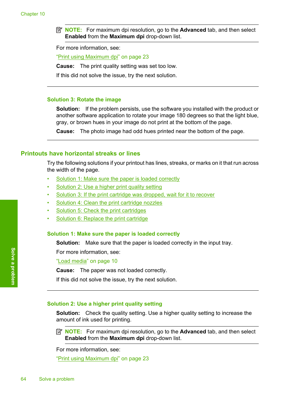 Printouts have horizontal streaks or lines, Solution 3: rotate the image | HP Photosmart C4680 All-in-One Printer User Manual | Page 67 / 135