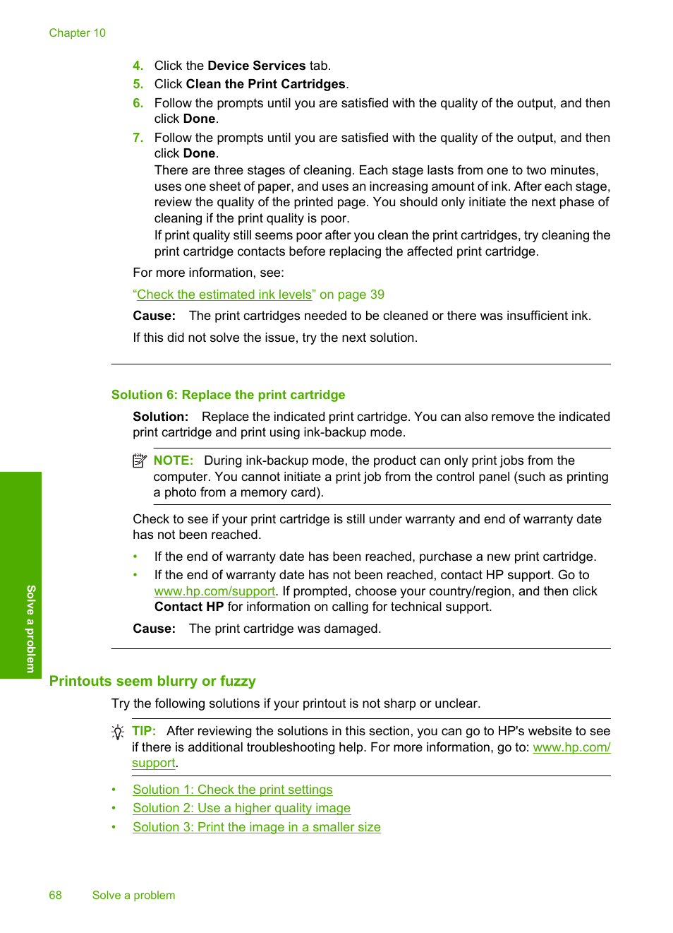 Printouts seem blurry or fuzzy, Solution 6: replace the print cartridge | HP Photosmart C4680 All-in-One Printer User Manual | Page 71 / 135