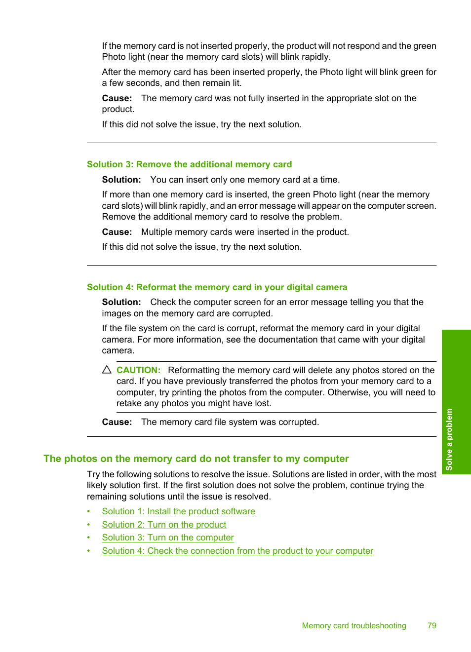 Solution 3: remove the additional memory card | HP Photosmart C4680 All-in-One Printer User Manual | Page 82 / 135