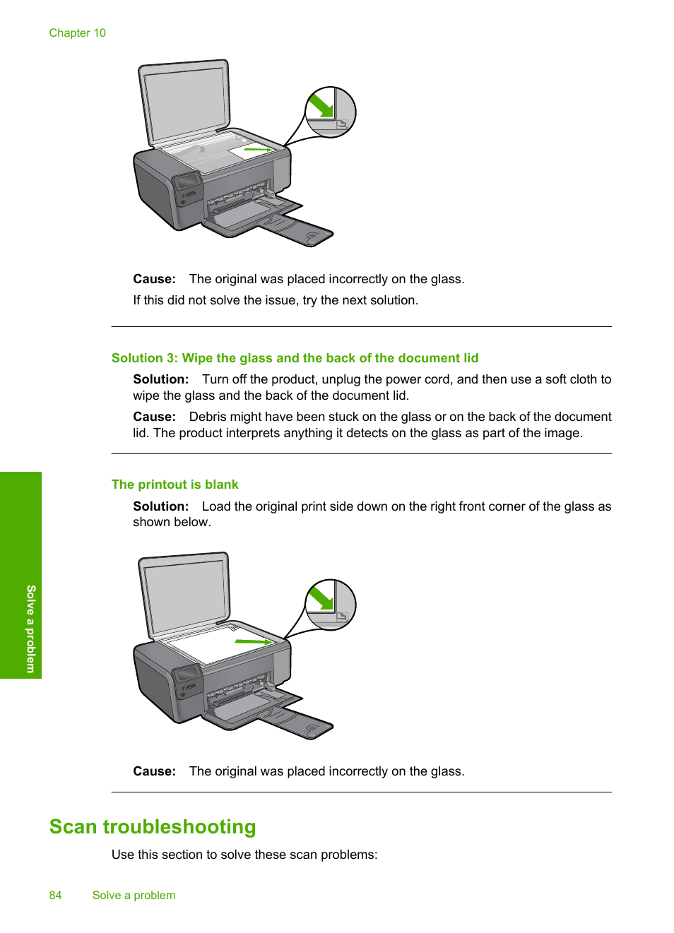 Scan troubleshooting, The printout is blank | HP Photosmart C4680 All-in-One Printer User Manual | Page 87 / 135