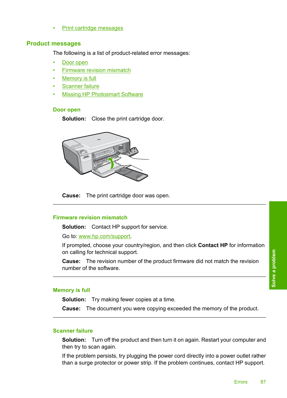 Product messages | HP Photosmart C4680 All-in-One Printer User Manual | Page 90 / 135