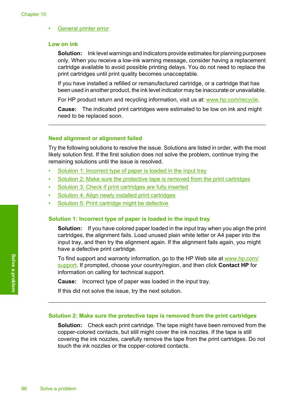 Need alignment or alignment failed, Low on ink | HP Photosmart C4680 All-in-One Printer User Manual | Page 99 / 135
