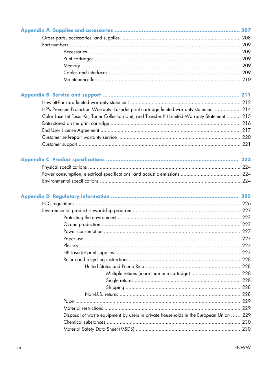 HP Color LaserJet Enterprise CP5525 Printer series User Manual | Page 14 / 262