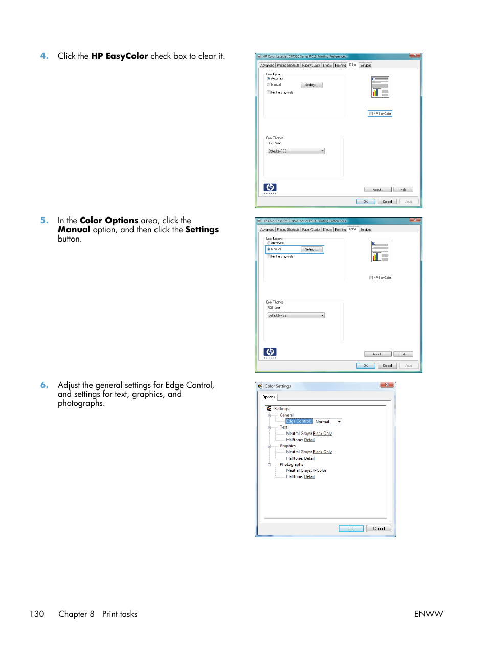 HP Color LaserJet Enterprise CP5525 Printer series User Manual | Page 146 / 262