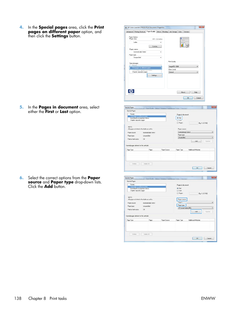 HP Color LaserJet Enterprise CP5525 Printer series User Manual | Page 154 / 262