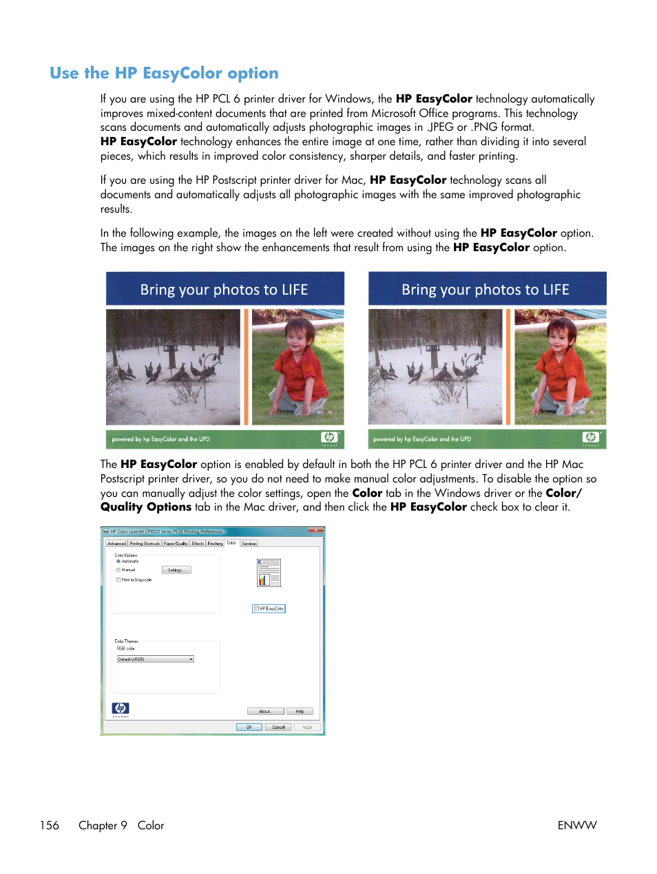 Use the hp easycolor option | HP Color LaserJet Enterprise CP5525 Printer series User Manual | Page 172 / 262
