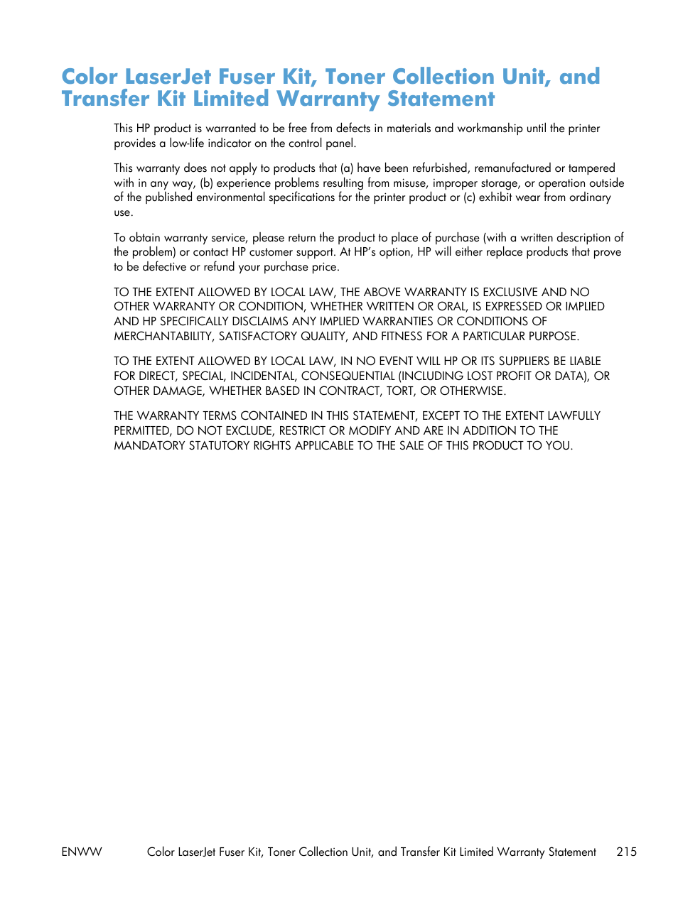 HP Color LaserJet Enterprise CP5525 Printer series User Manual | Page 231 / 262