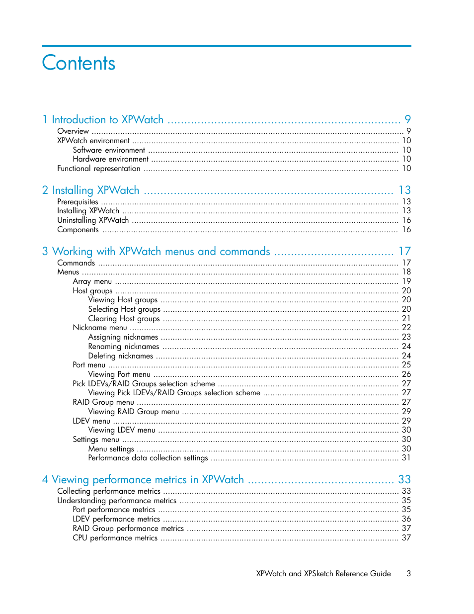 HP XP Performance Advisor Software User Manual | Page 3 / 68