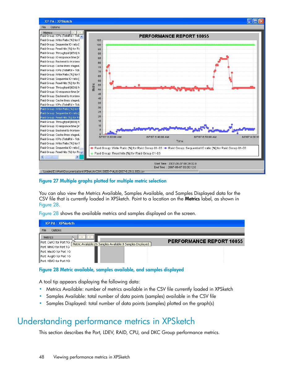 Understanding performance metrics in xpsketch | HP XP Performance Advisor Software User Manual | Page 48 / 68