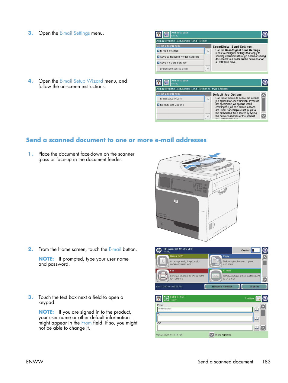 HP LaserJet Enterprise M4555 MFP series User Manual | Page 203 / 376