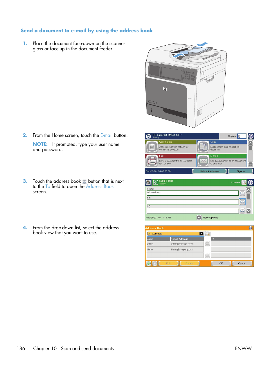 HP LaserJet Enterprise M4555 MFP series User Manual | Page 206 / 376