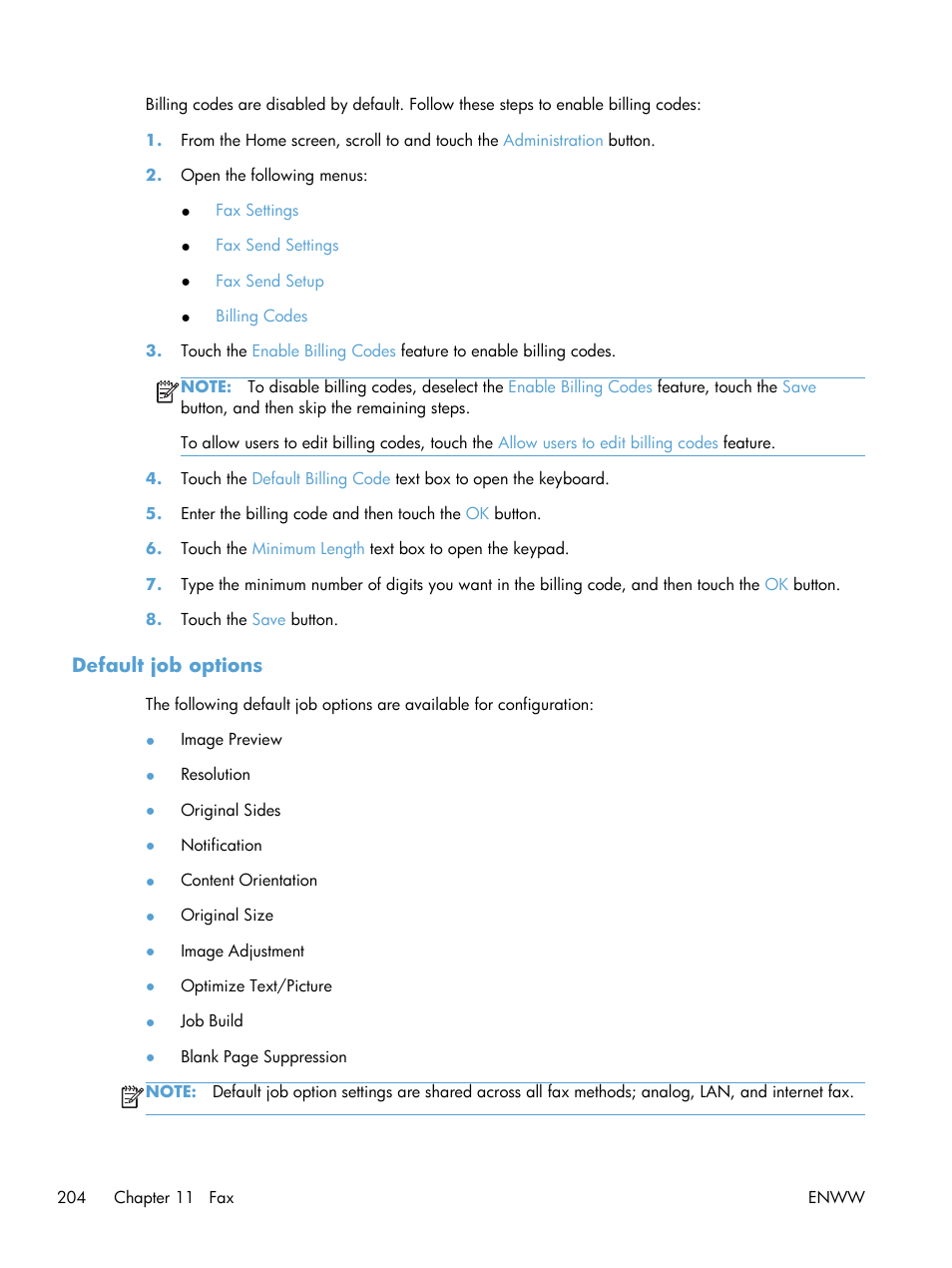 Default job options | HP LaserJet Enterprise M4555 MFP series User Manual | Page 224 / 376