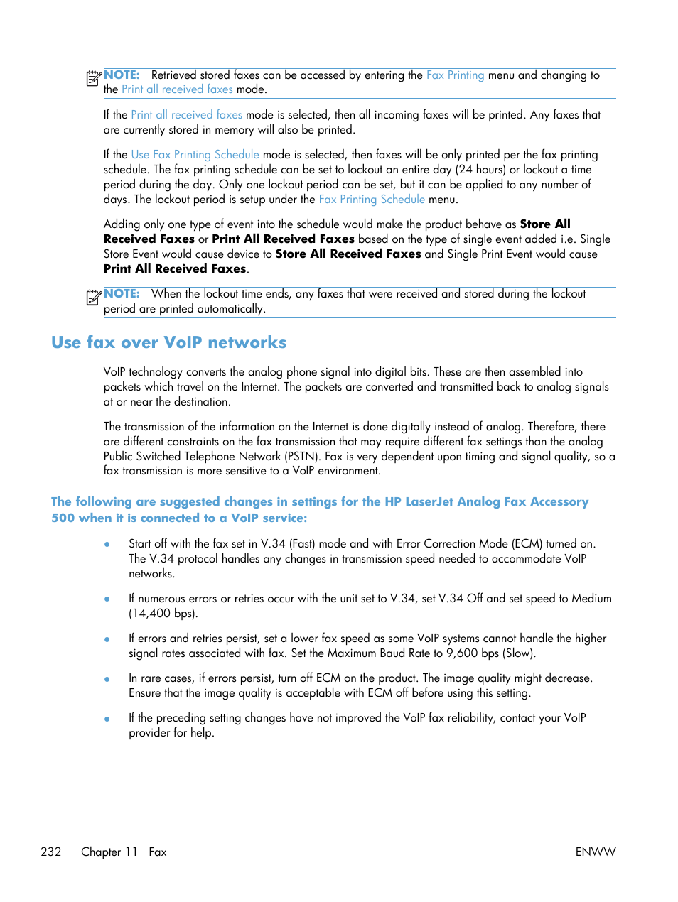 Use fax over voip networks | HP LaserJet Enterprise M4555 MFP series User Manual | Page 252 / 376