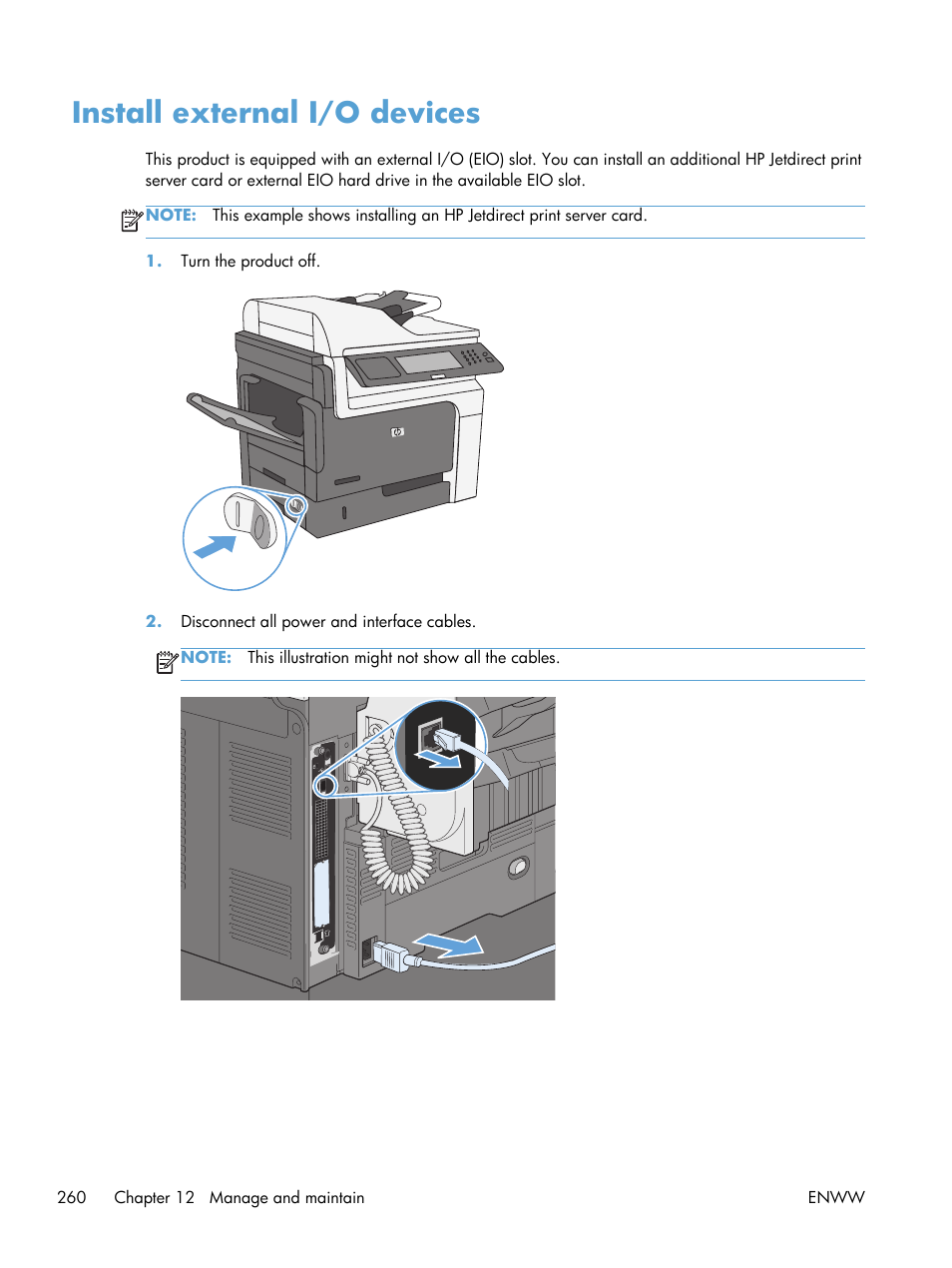 Install external i/o devices | HP LaserJet Enterprise M4555 MFP series User Manual | Page 280 / 376