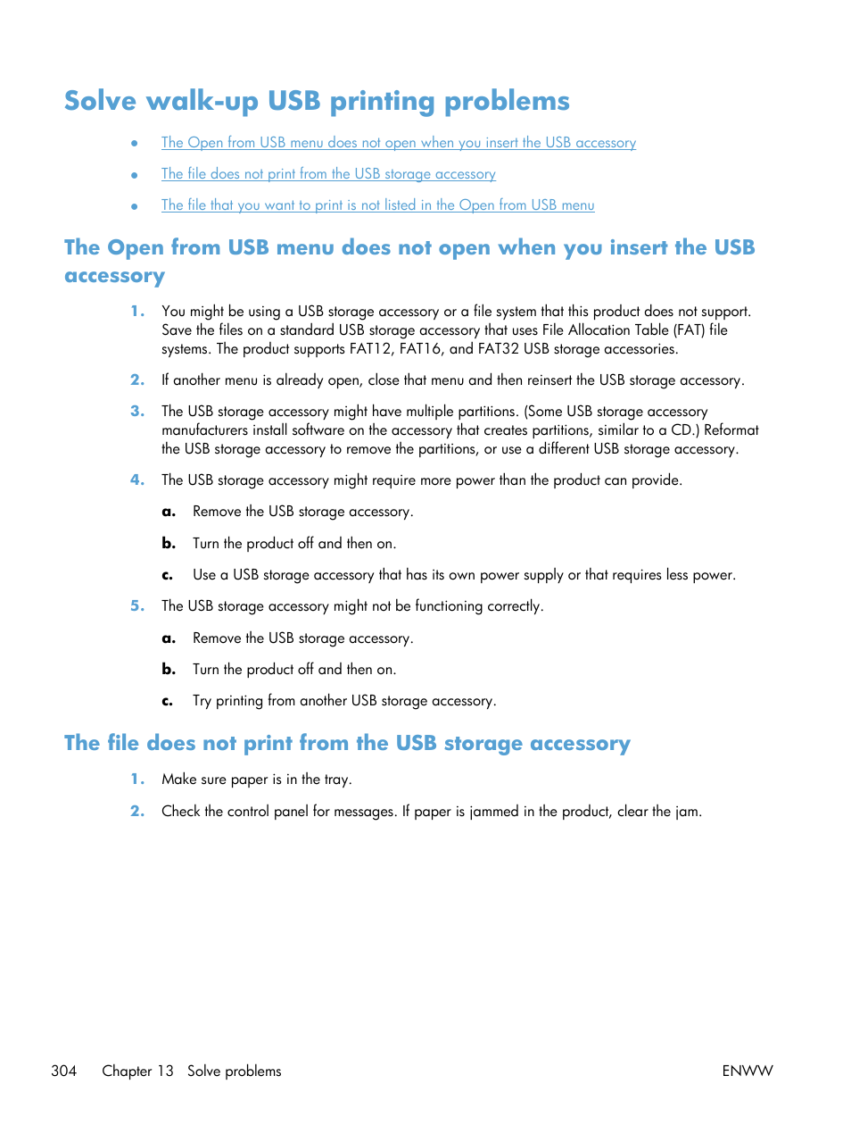 Solve walk-up usb printing problems | HP LaserJet Enterprise M4555 MFP series User Manual | Page 324 / 376