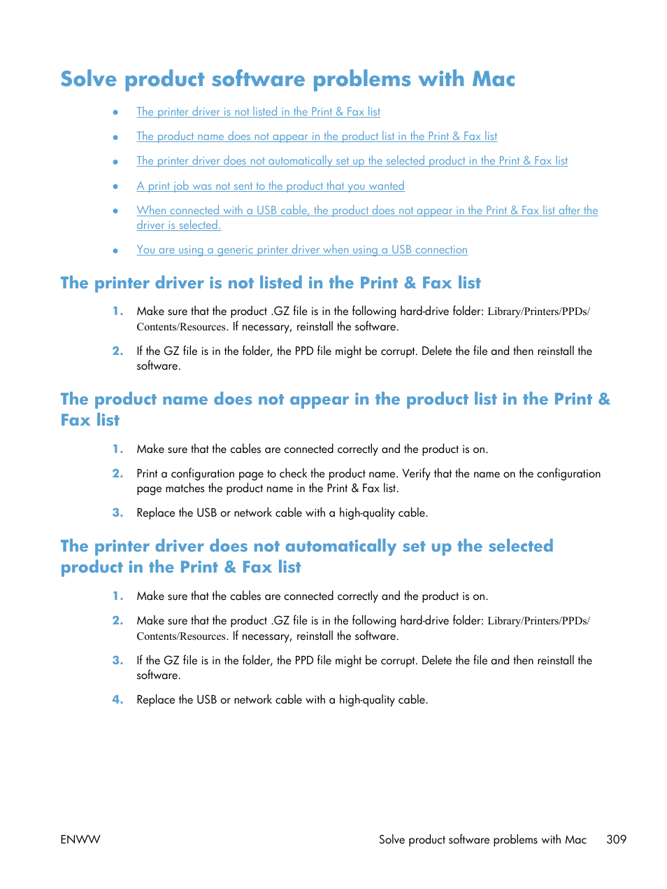 Solve product software problems with mac | HP LaserJet Enterprise M4555 MFP series User Manual | Page 329 / 376