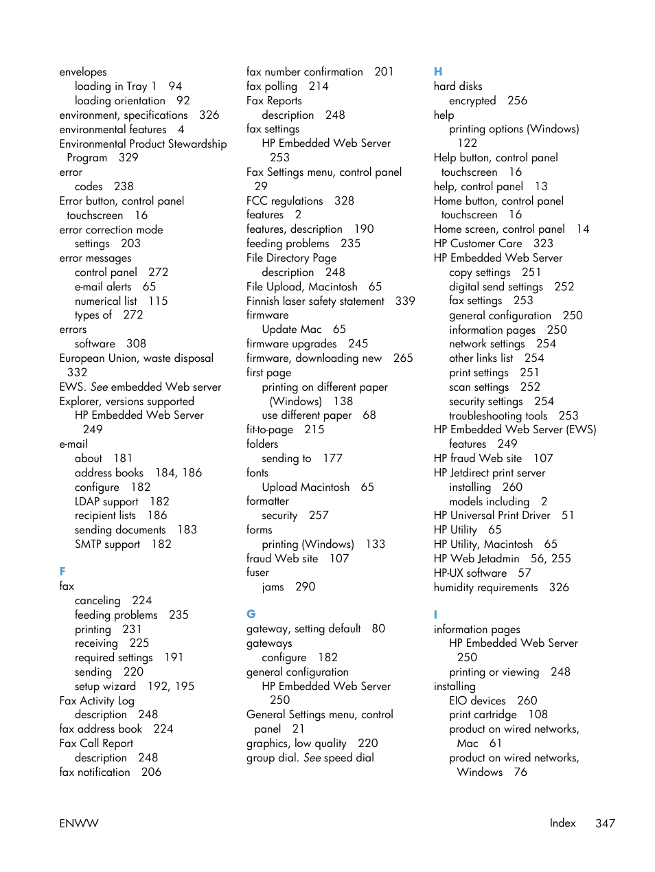 HP LaserJet Enterprise M4555 MFP series User Manual | Page 367 / 376
