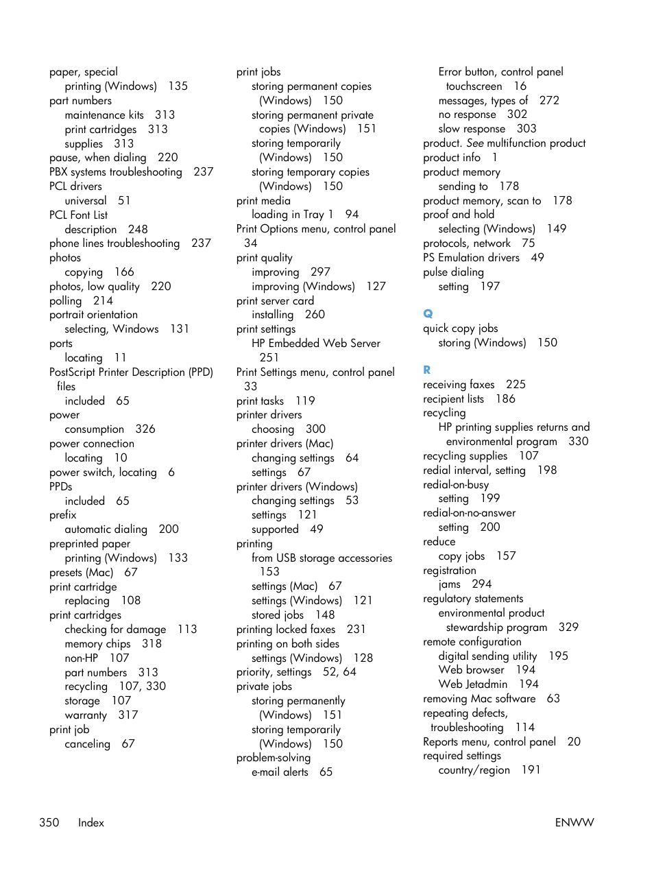 HP LaserJet Enterprise M4555 MFP series User Manual | Page 370 / 376