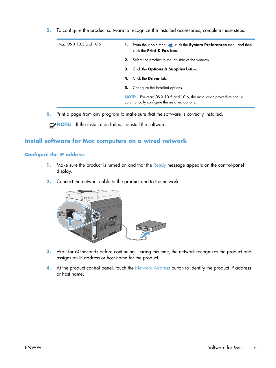 Configure the ip address | HP LaserJet Enterprise M4555 MFP series User Manual | Page 81 / 376