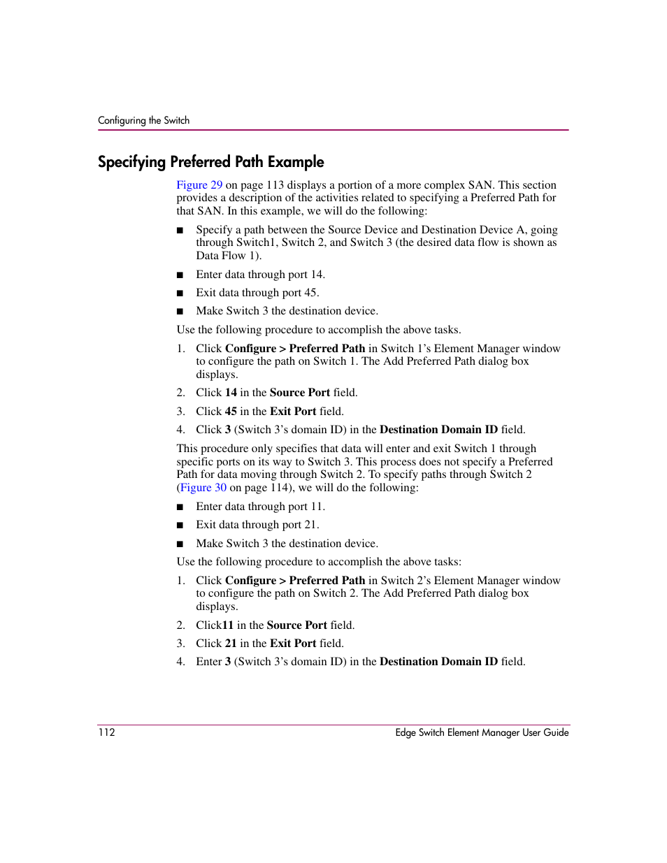 Specifying preferred path example, Ion. see | HP StorageWorks 2.12 Edge Switch User Manual | Page 112 / 246