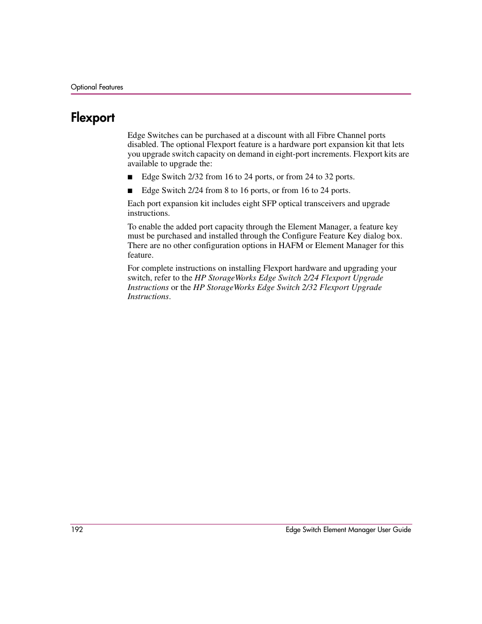 Flexport | HP StorageWorks 2.12 Edge Switch User Manual | Page 192 / 246