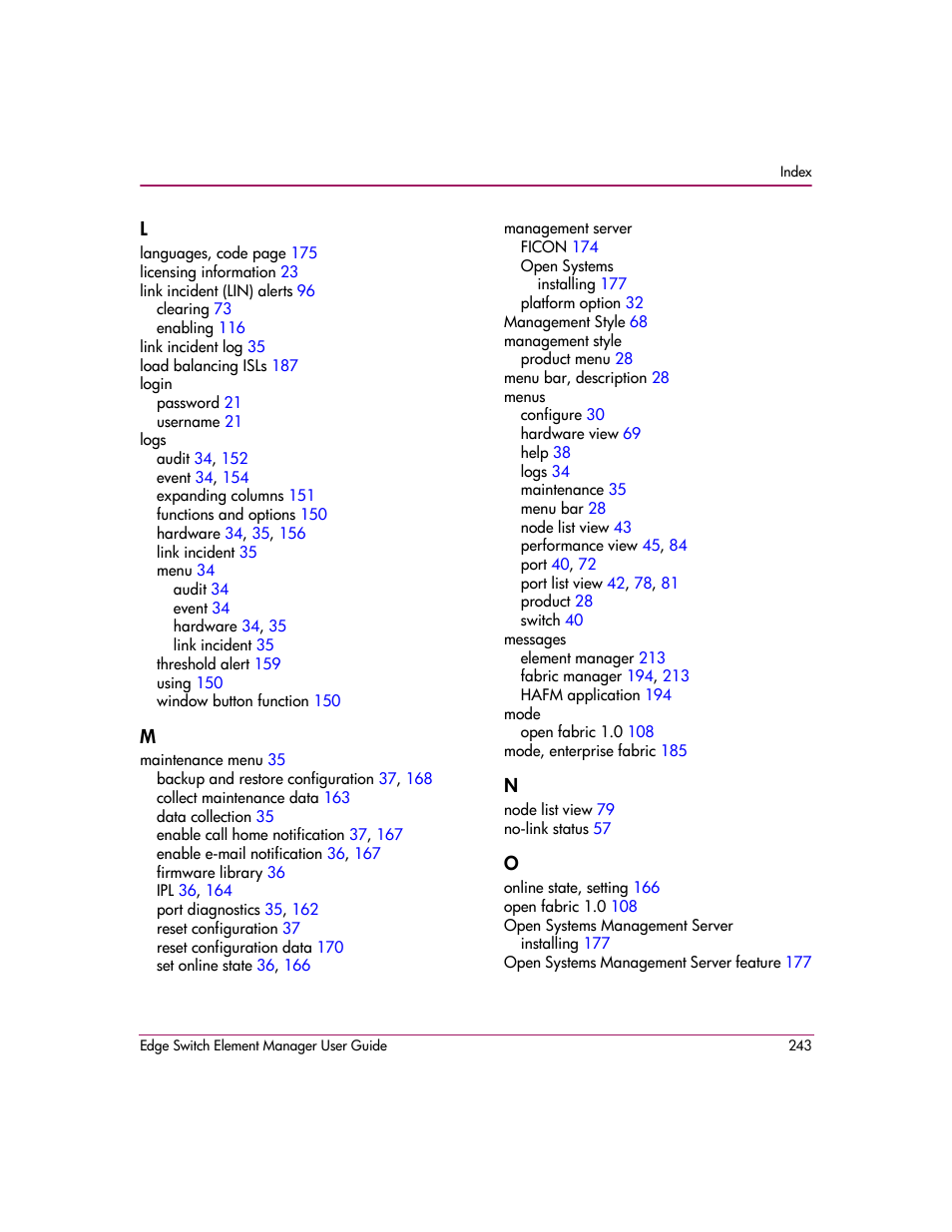 HP StorageWorks 2.12 Edge Switch User Manual | Page 243 / 246