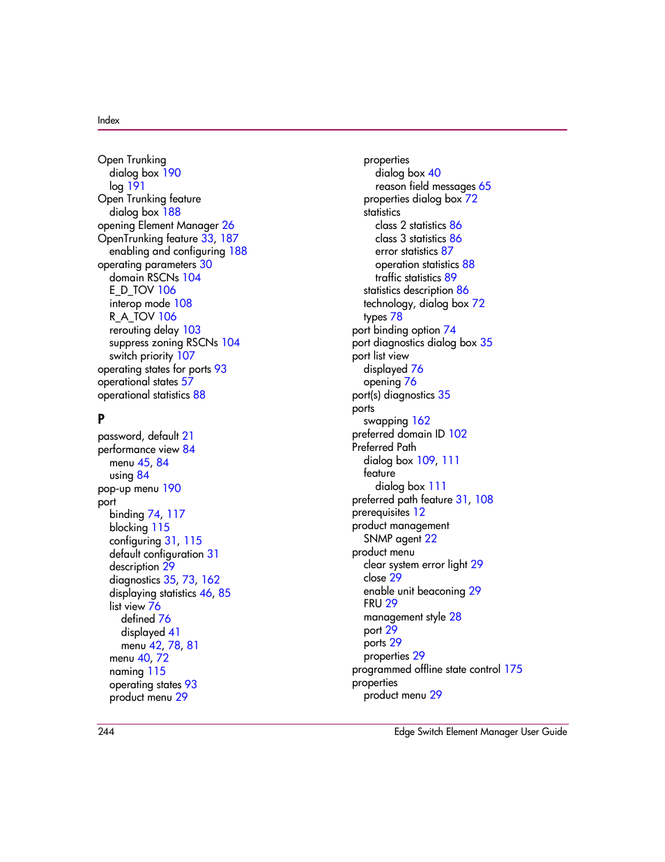 HP StorageWorks 2.12 Edge Switch User Manual | Page 244 / 246