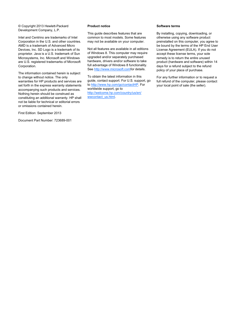 HP EliteBook 840 G1 Notebook PC User Manual | Page 2 / 108