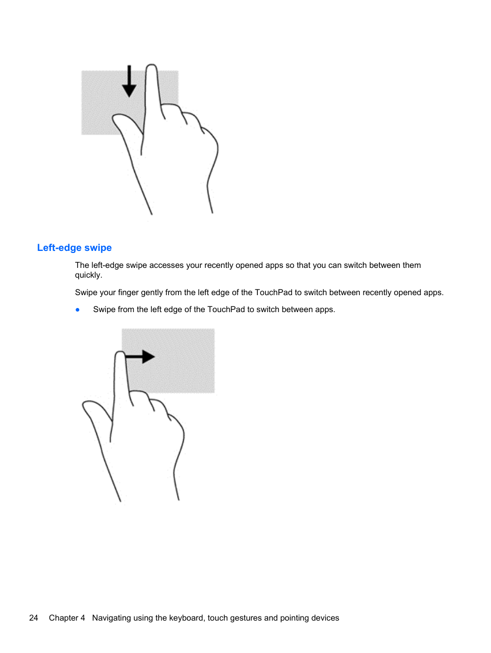 Left-edge swipe | HP EliteBook 840 G1 Notebook PC User Manual | Page 34 / 108