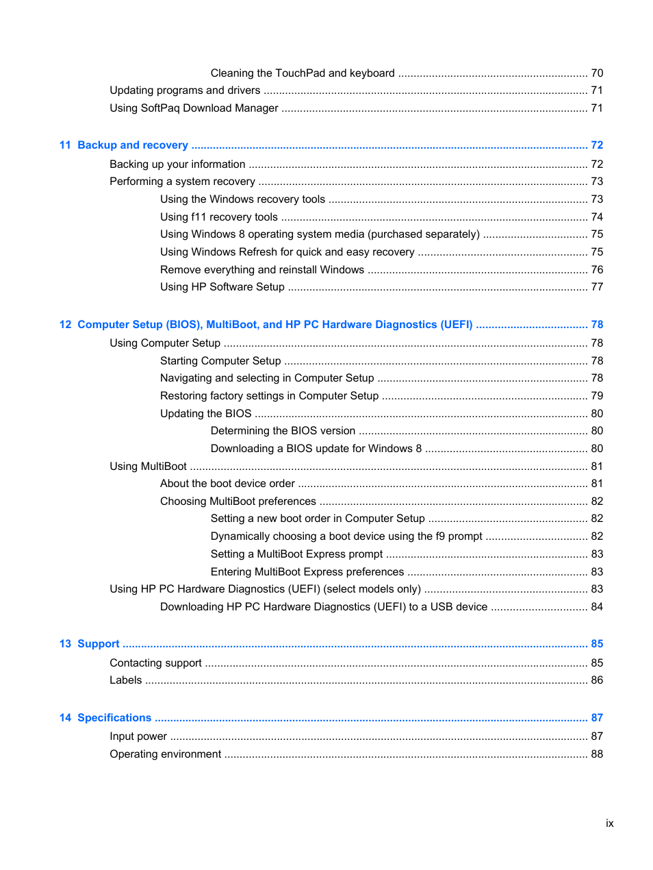 HP EliteBook 840 G1 Notebook PC User Manual | Page 9 / 108