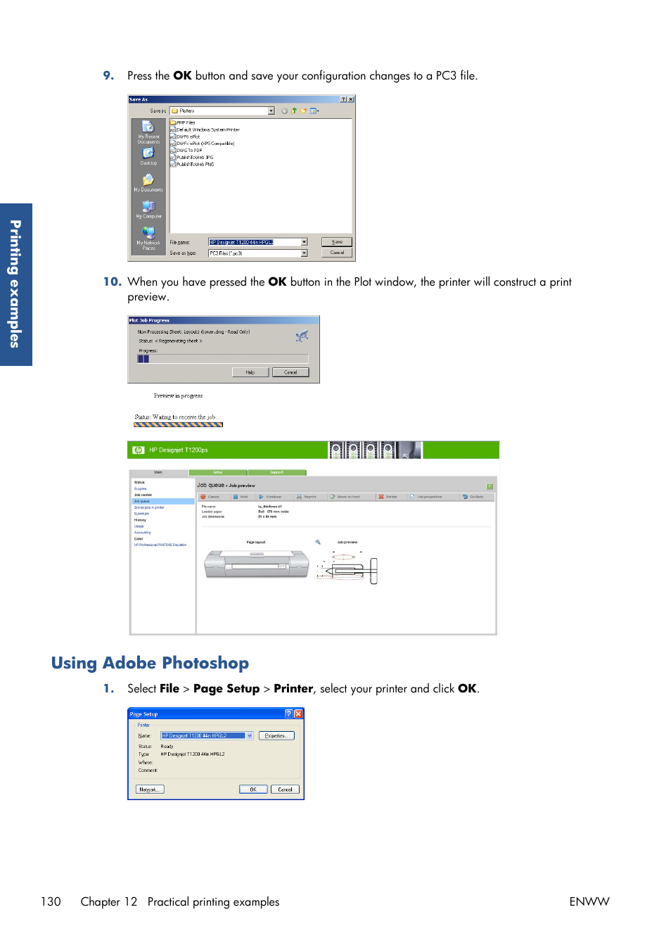 Using adobe photoshop | HP Designjet T7100 Printer series User Manual | Page 138 / 217