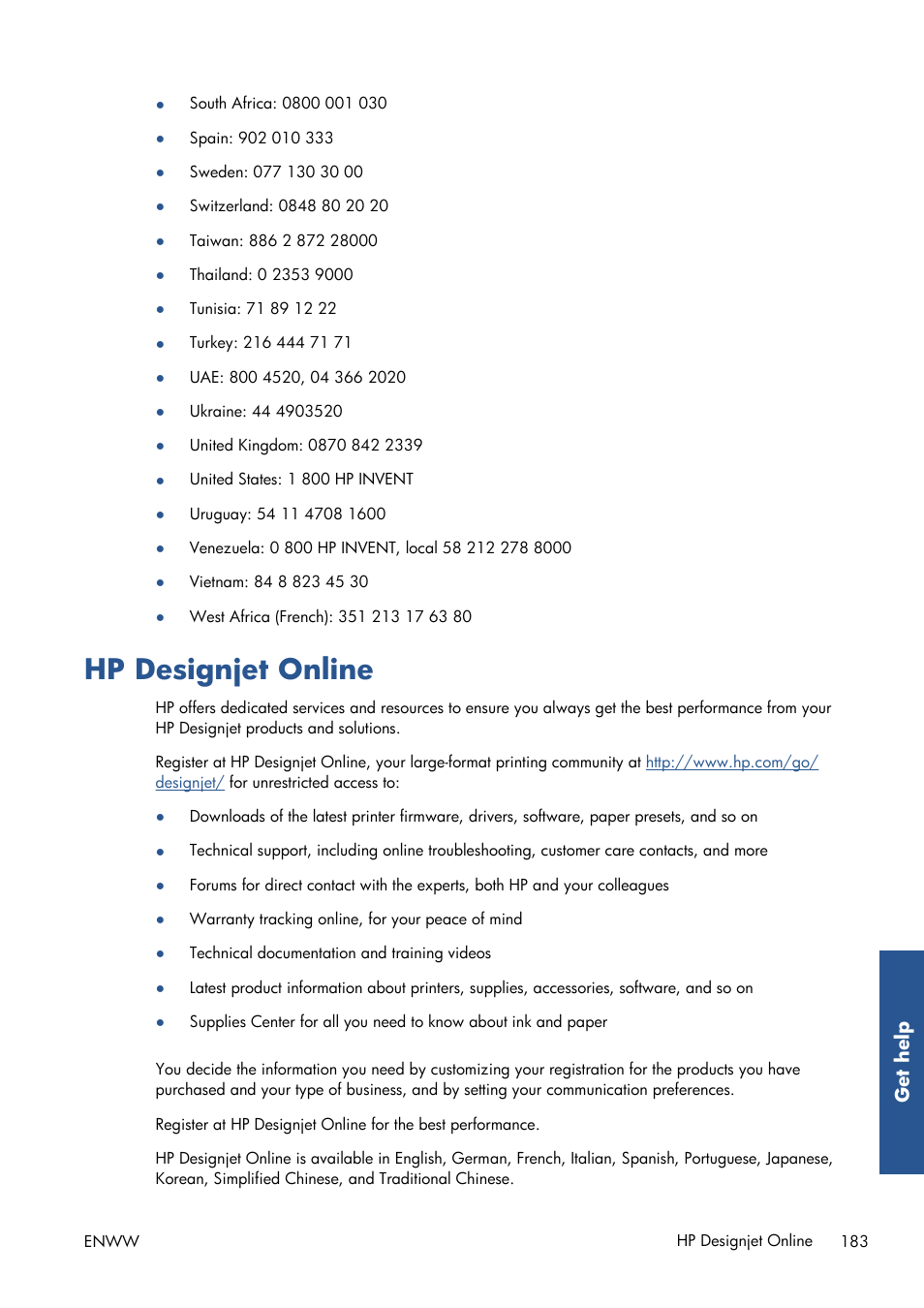 Hp designjet online | HP Designjet T7100 Printer series User Manual | Page 191 / 217