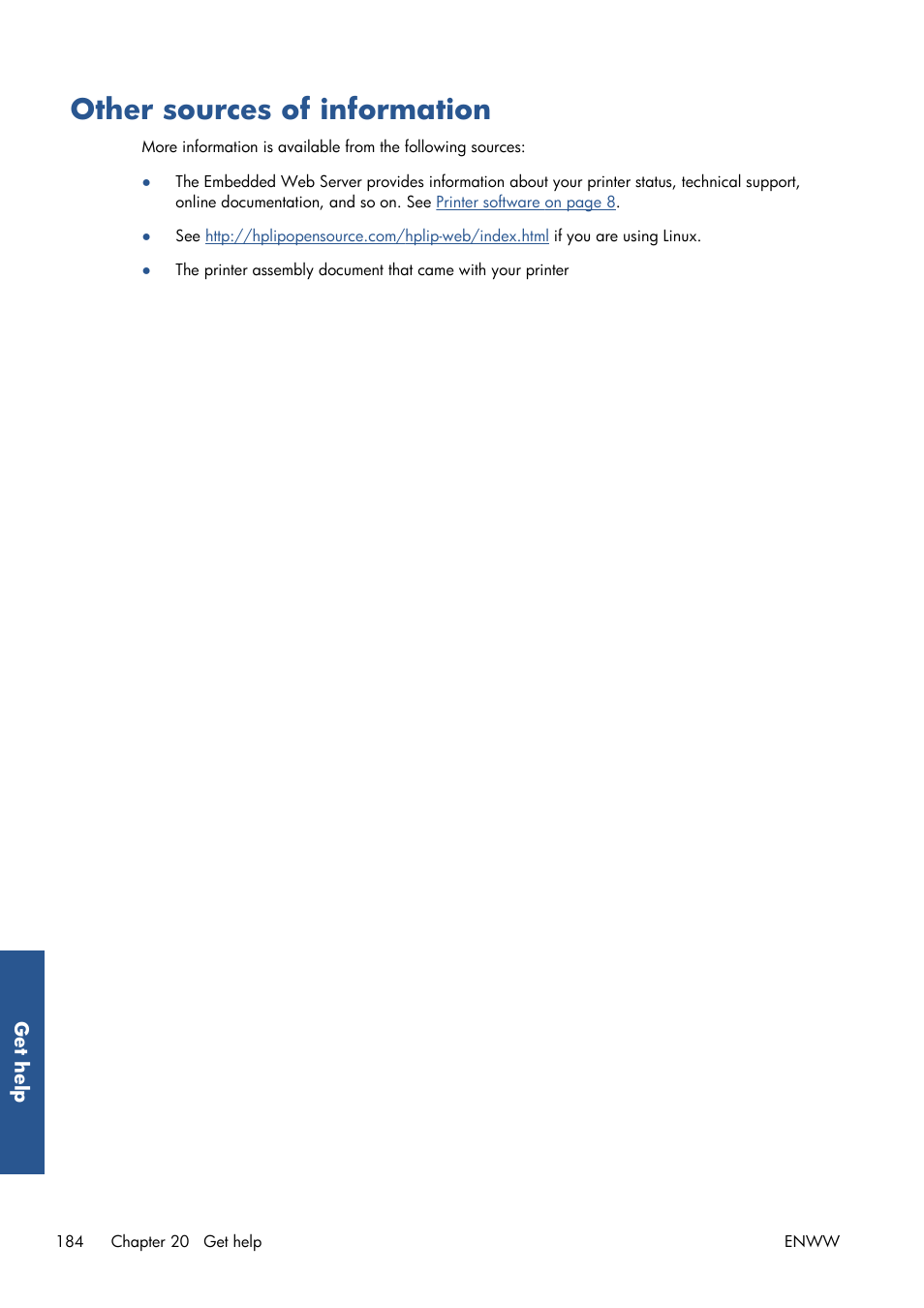 Other sources of information | HP Designjet T7100 Printer series User Manual | Page 192 / 217