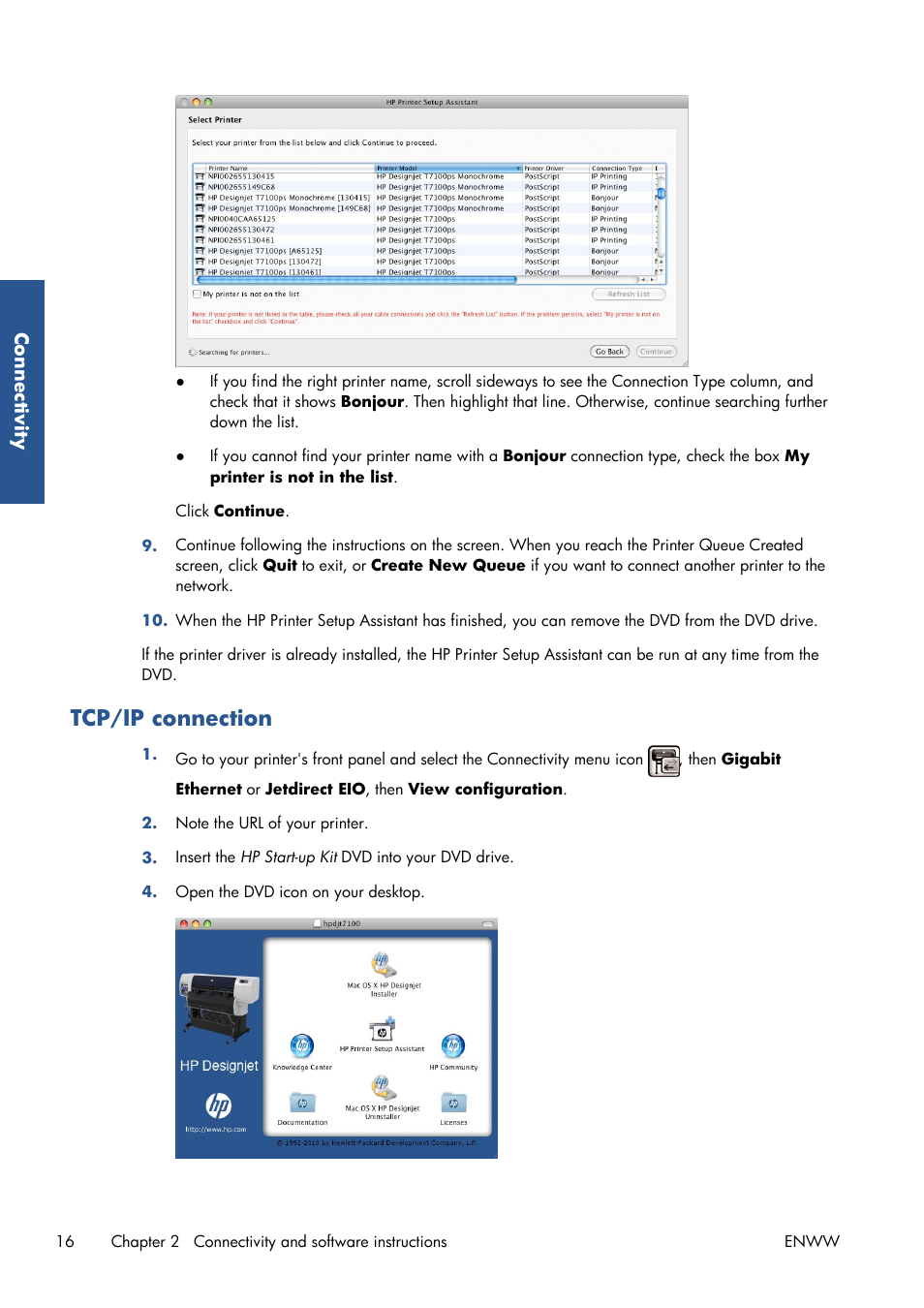 Tcp/ip connection | HP Designjet T7100 Printer series User Manual | Page 24 / 217