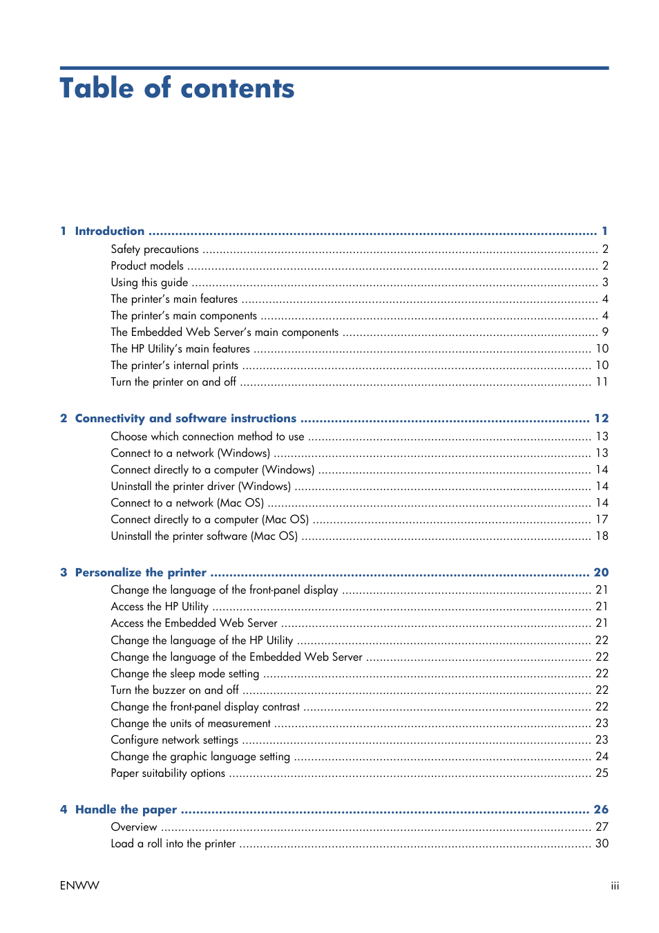 HP Designjet T7100 Printer series User Manual | Page 3 / 217