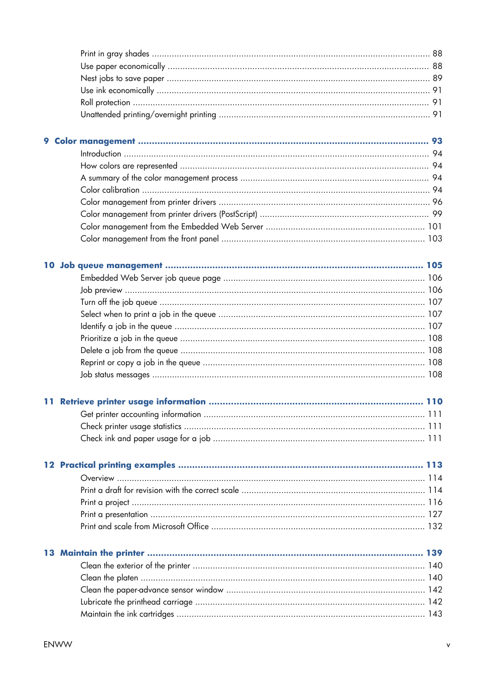 HP Designjet T7100 Printer series User Manual | Page 5 / 217