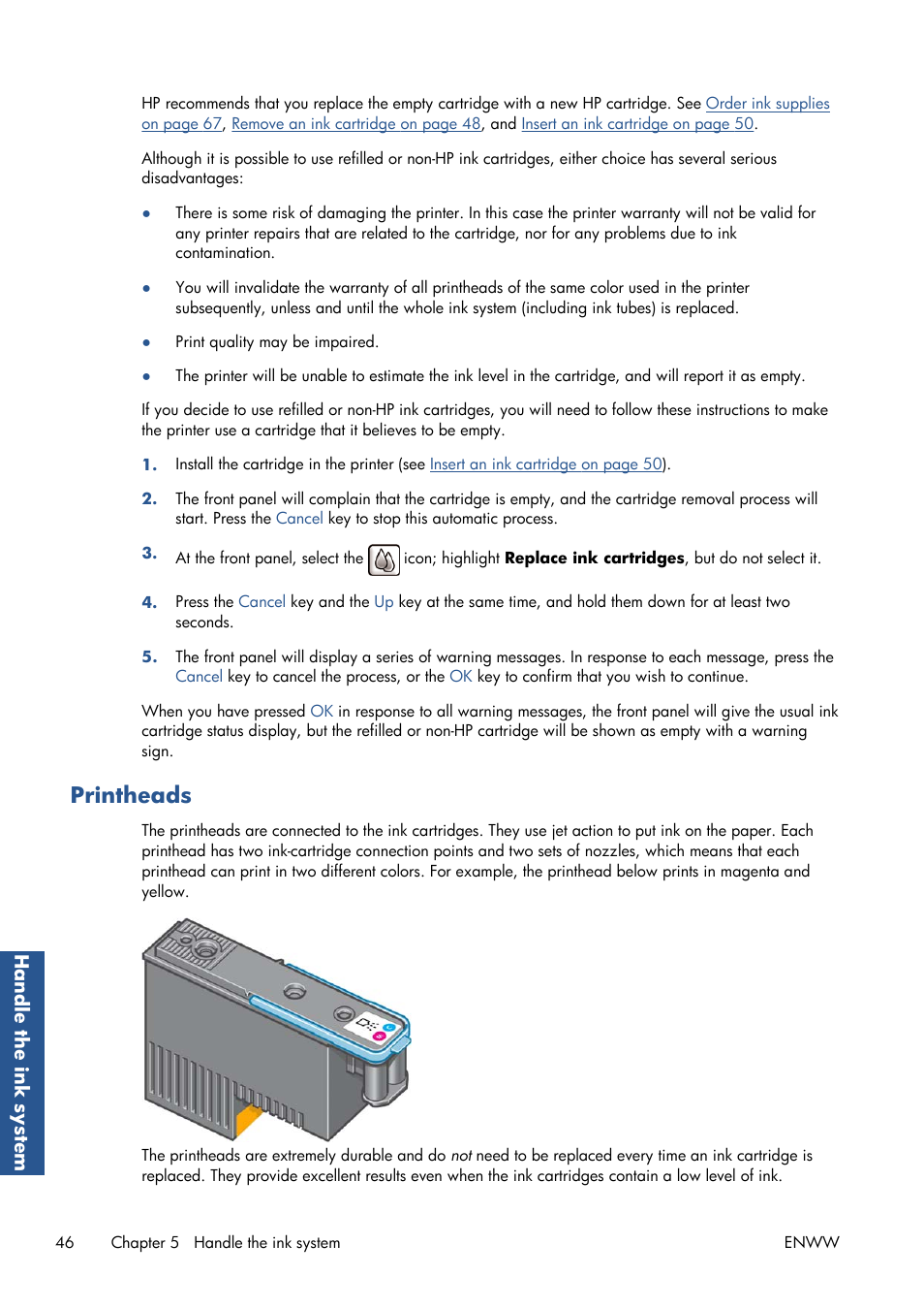 Printheads | HP Designjet T7100 Printer series User Manual | Page 54 / 217