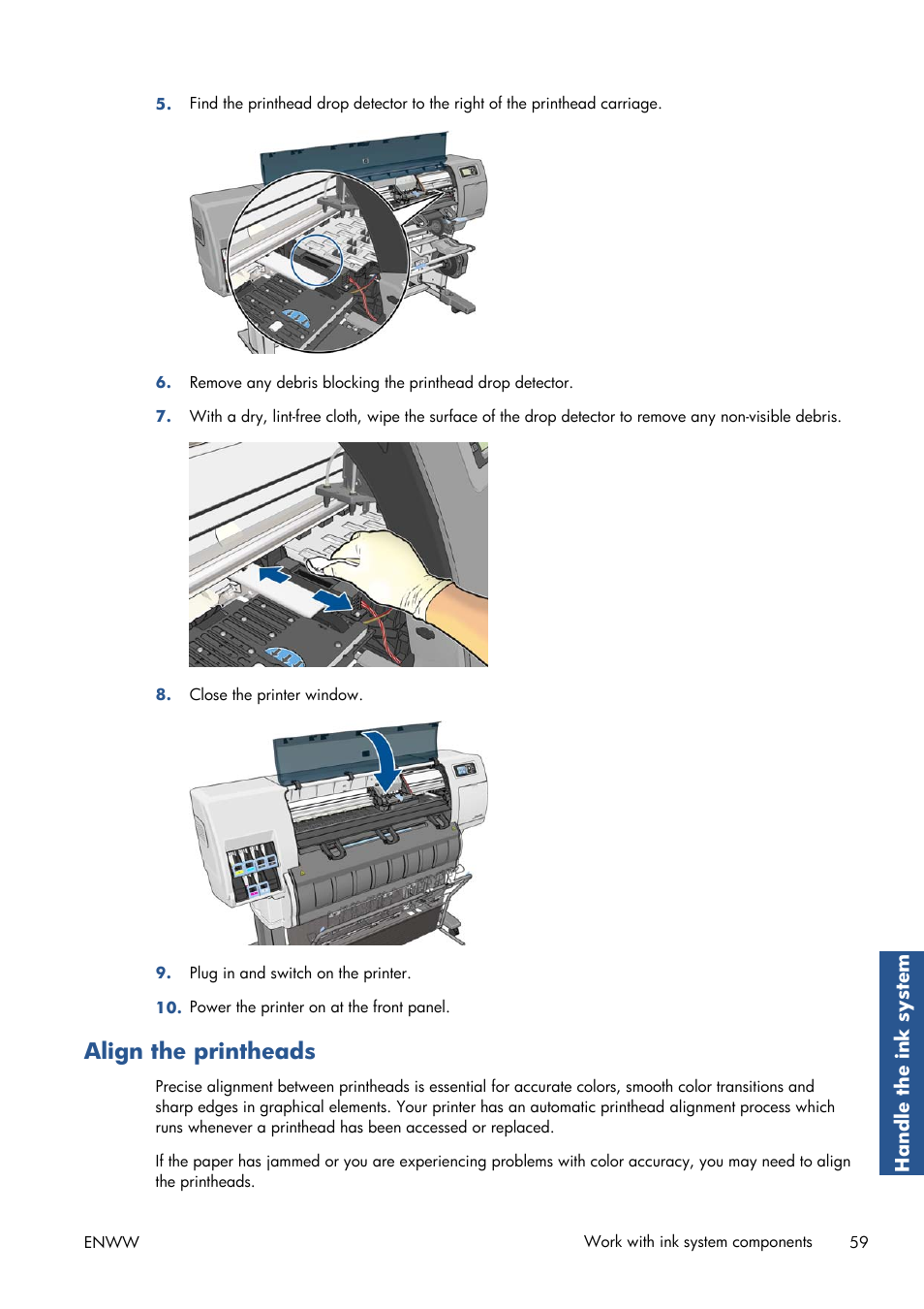 Align the printheads | HP Designjet T7100 Printer series User Manual | Page 67 / 217