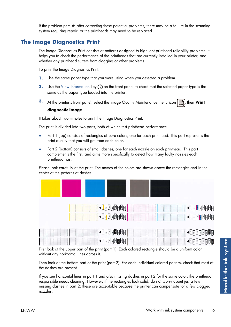 The image diagnostics print | HP Designjet T7100 Printer series User Manual | Page 69 / 217
