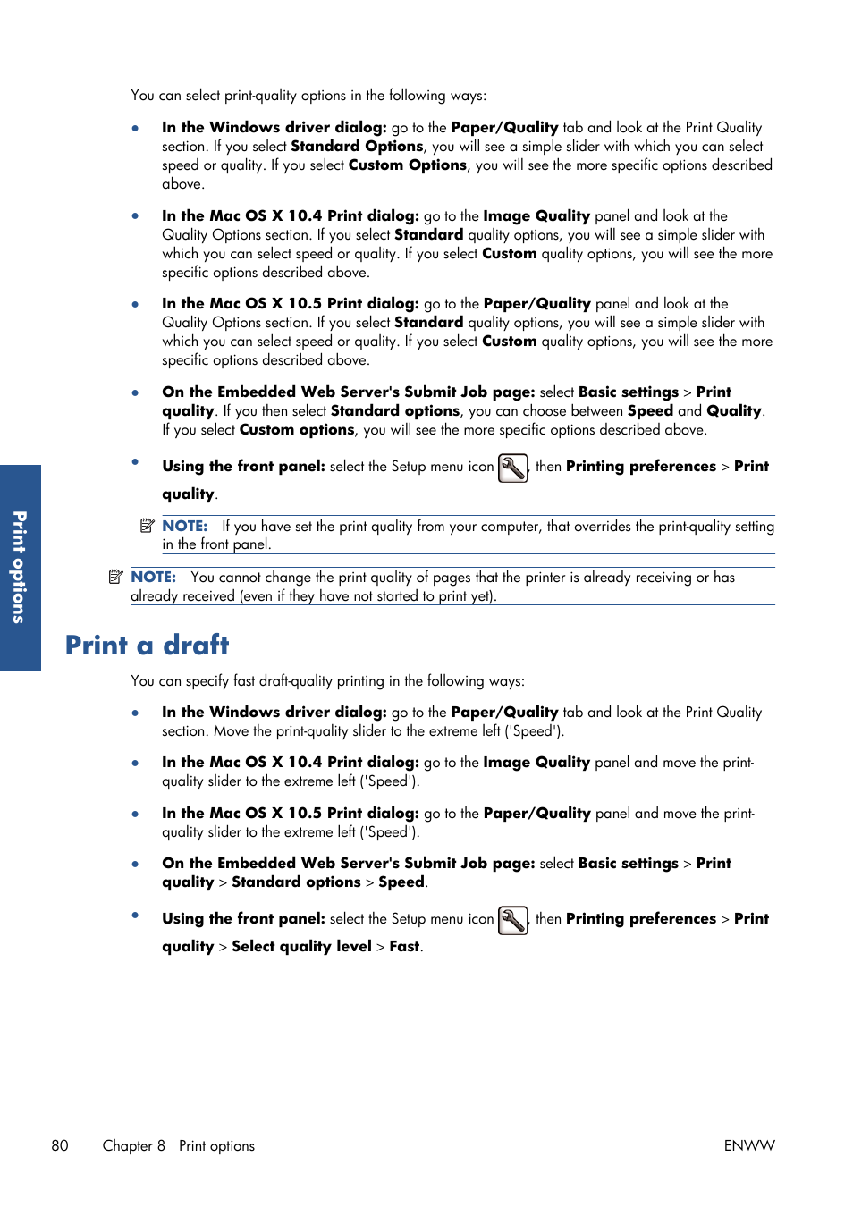 Print a draft | HP Designjet T7100 Printer series User Manual | Page 88 / 217