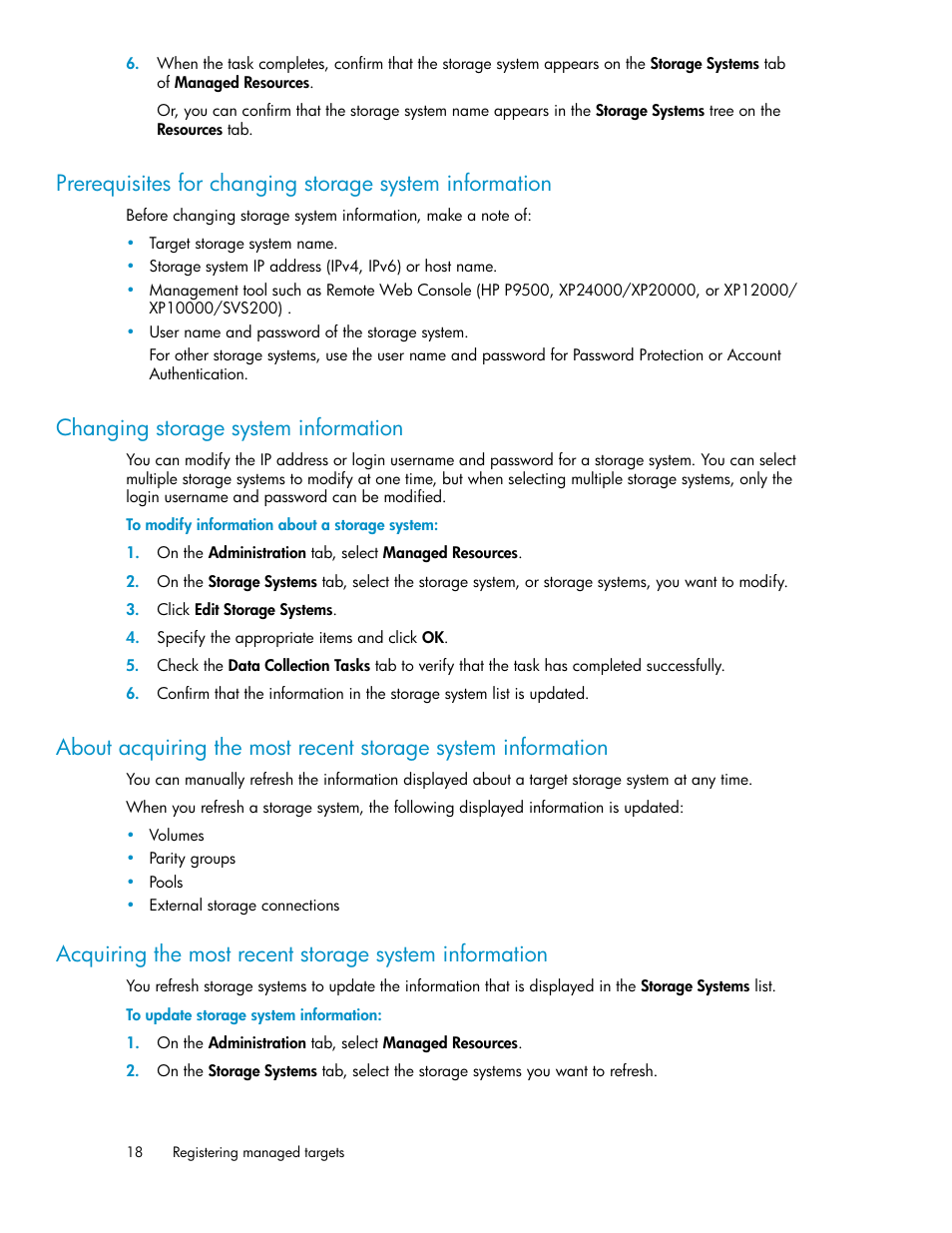 Changing storage system information, 18 changing storage system information | HP XP P9000 Command View Advanced Edition Software User Manual | Page 18 / 104