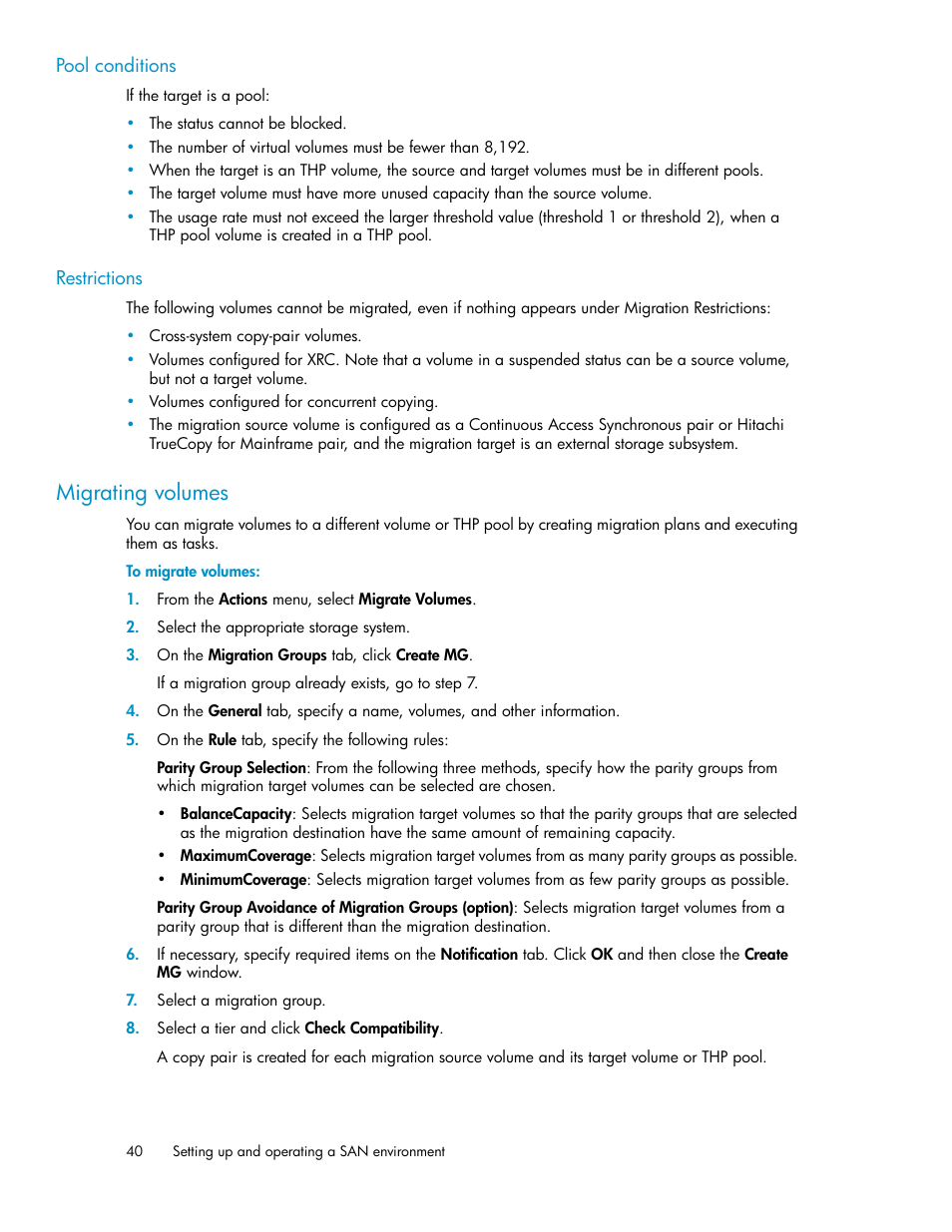 Migrating volumes | HP XP P9000 Command View Advanced Edition Software User Manual | Page 40 / 104