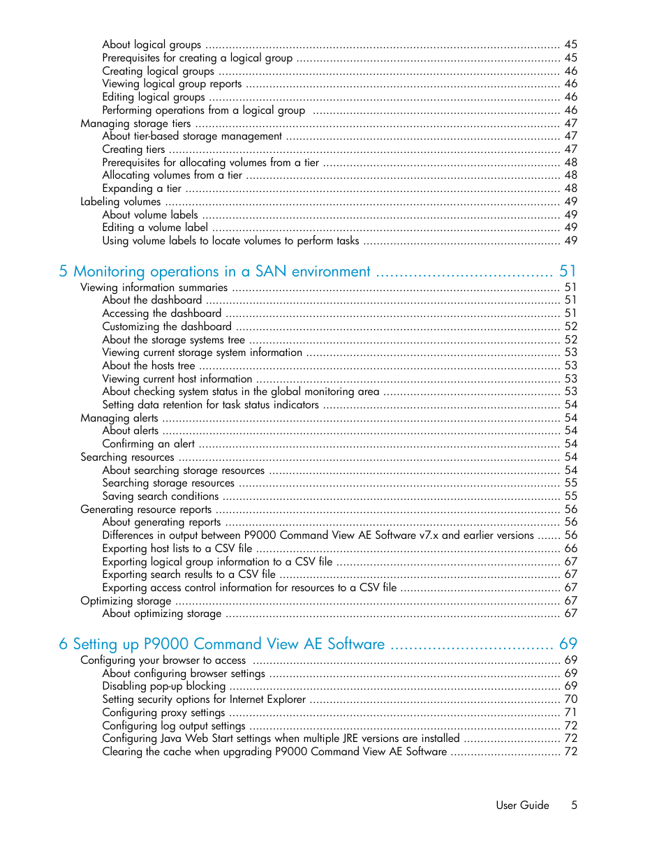5 monitoring operations in a san environment | HP XP P9000 Command View Advanced Edition Software User Manual | Page 5 / 104