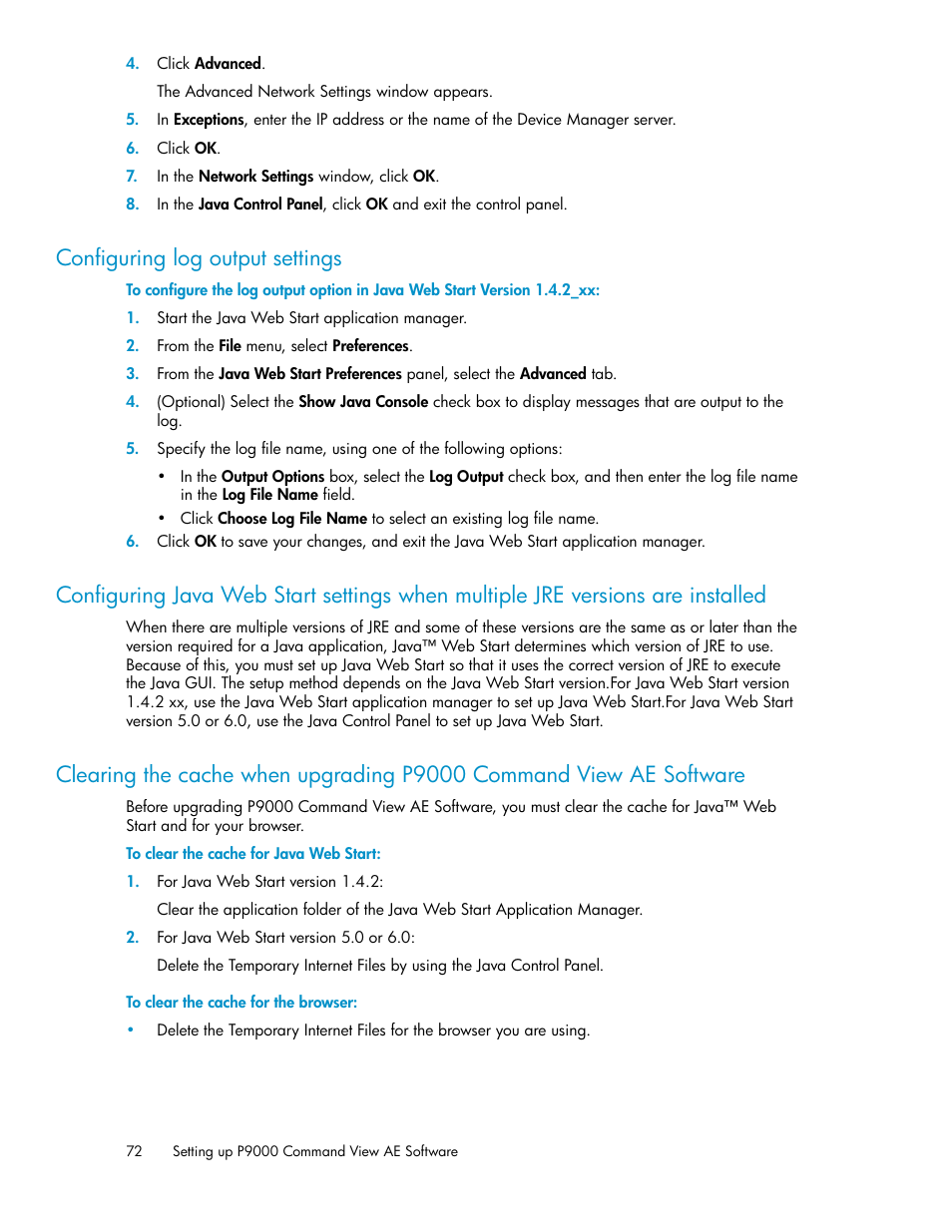 Configuring log output settings | HP XP P9000 Command View Advanced Edition Software User Manual | Page 72 / 104