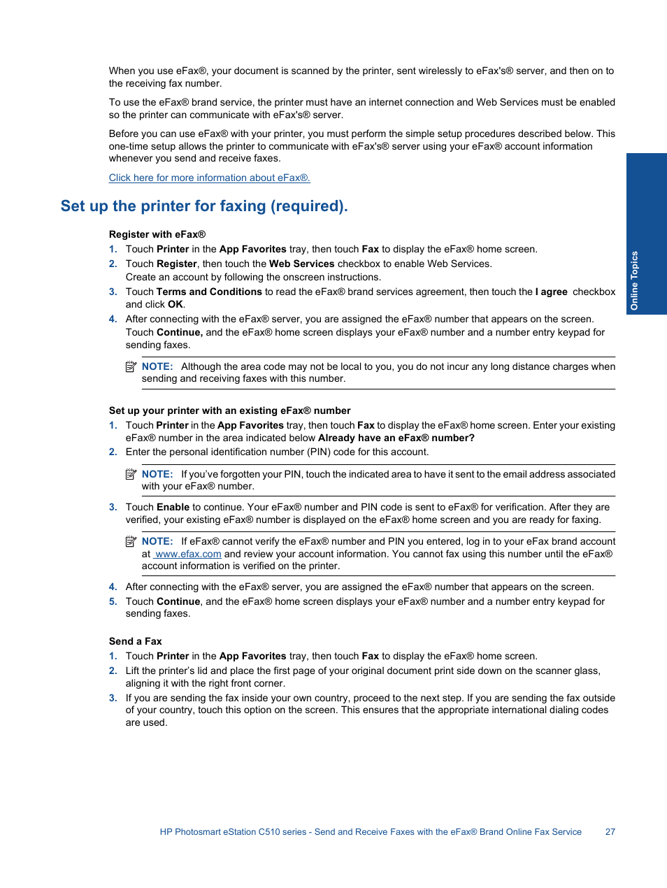 Set up the printer for faxing (required) | HP Photosmart eStation All-in-One Printer - C510a User Manual | Page 29 / 54