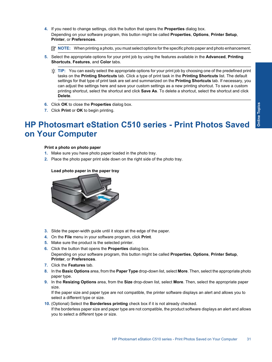 HP Photosmart eStation All-in-One Printer - C510a User Manual | Page 33 / 54