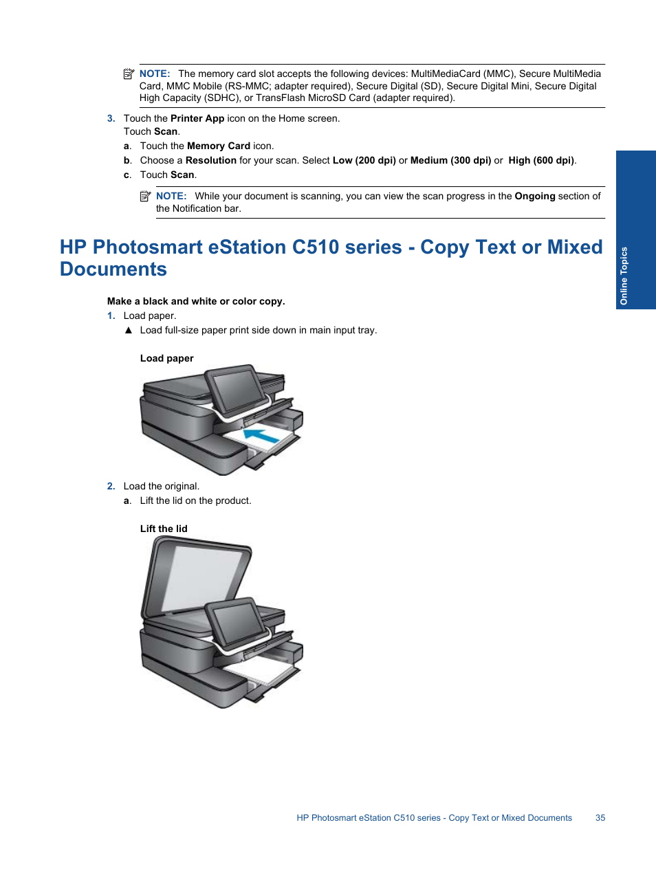 HP Photosmart eStation All-in-One Printer - C510a User Manual | Page 37 / 54