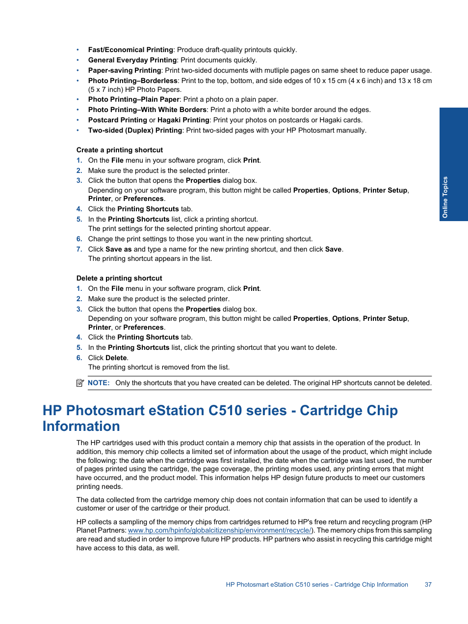 HP Photosmart eStation All-in-One Printer - C510a User Manual | Page 39 / 54