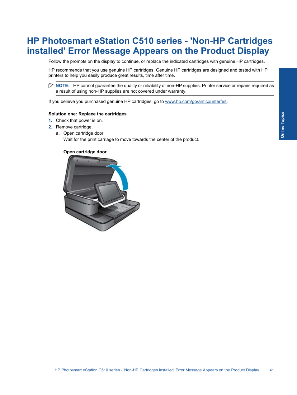 HP Photosmart eStation All-in-One Printer - C510a User Manual | Page 43 / 54